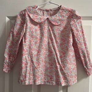 Pink Floral Peter Pan Collar Girls Blouse Soze 5T